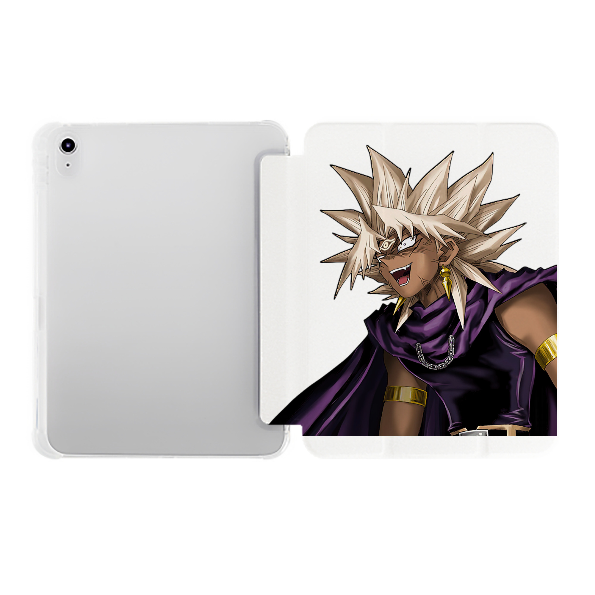 （画像用） 遊☆戯☆王 Yu-Gi-Oh! IPad ケース ペン収納付き 三つ折りスタンド PUレザー×シリコン 対応機種9.5/10.5/10.9インチ